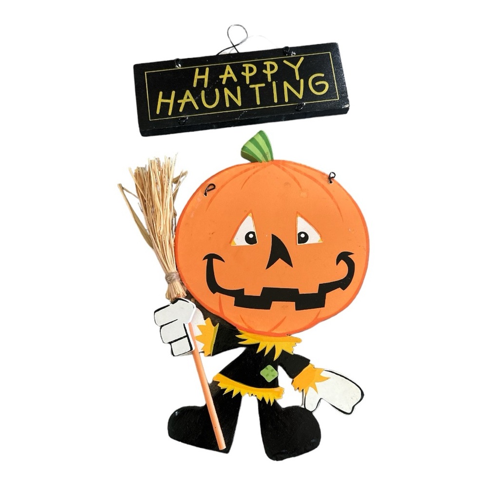 Halloween hanging decor pumpkin head scarecrow NWT